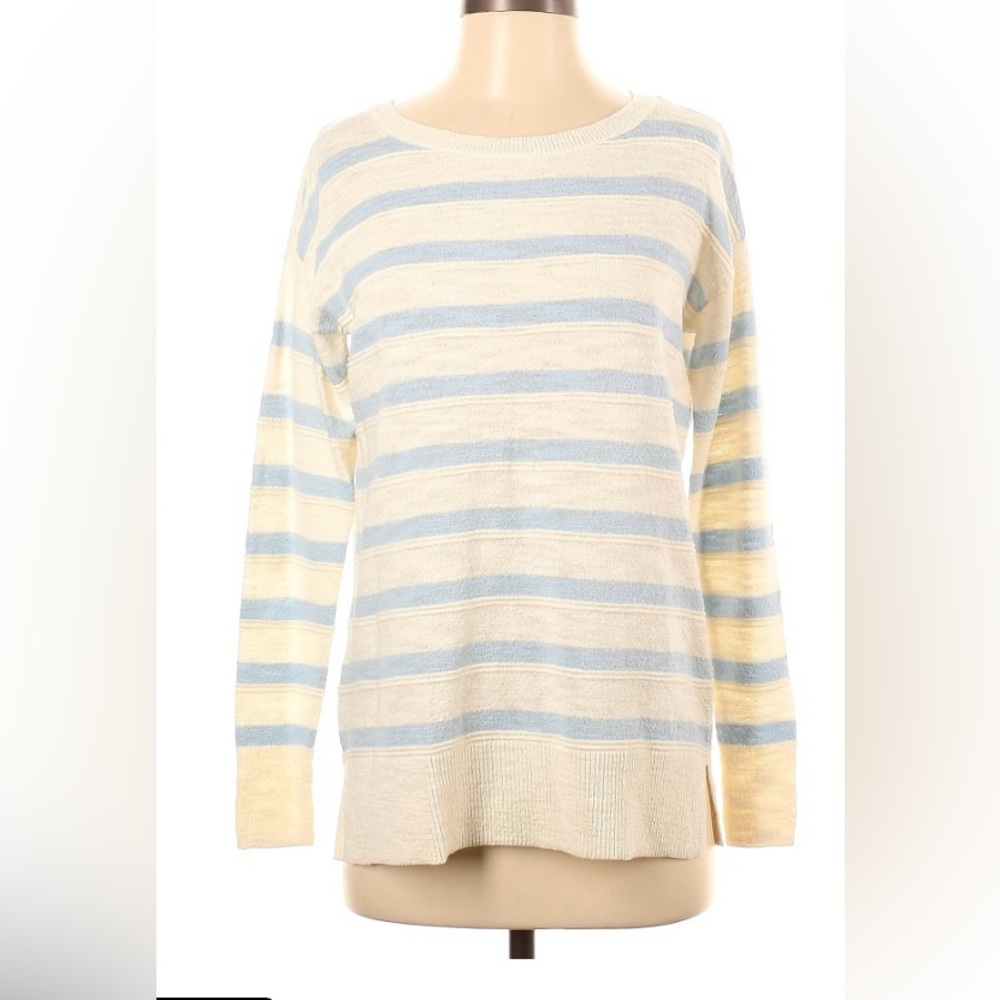 New without Tags Loft Striped Blue and Cream Sweater Size XS